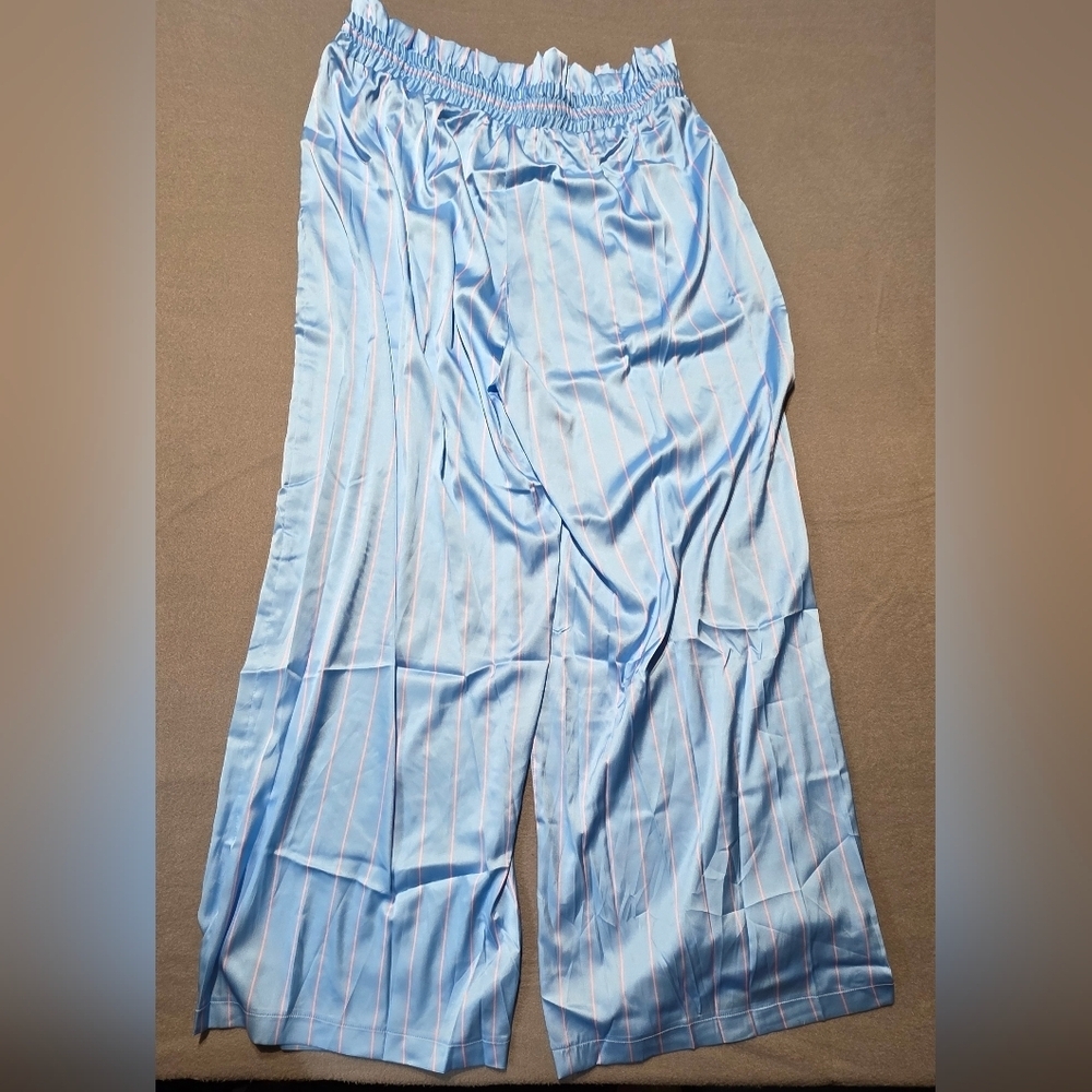 Fantastic Fawn New In Poly Bag Pink Blue Striped Pants Size S Waist 17 Waist - Picture 6 of 8